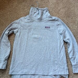 VINEYARD VINES Sweatshirt Size MEDIUM Gray Mock Cowl Neck Pullover Drawstring